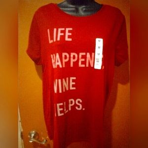 LS1 Life Happens Wine Helps T-shirt Size Medium